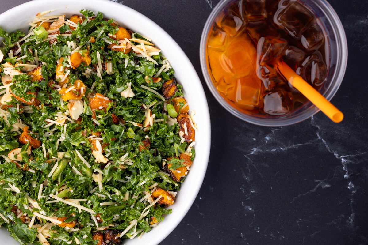 Fresh salad and drink