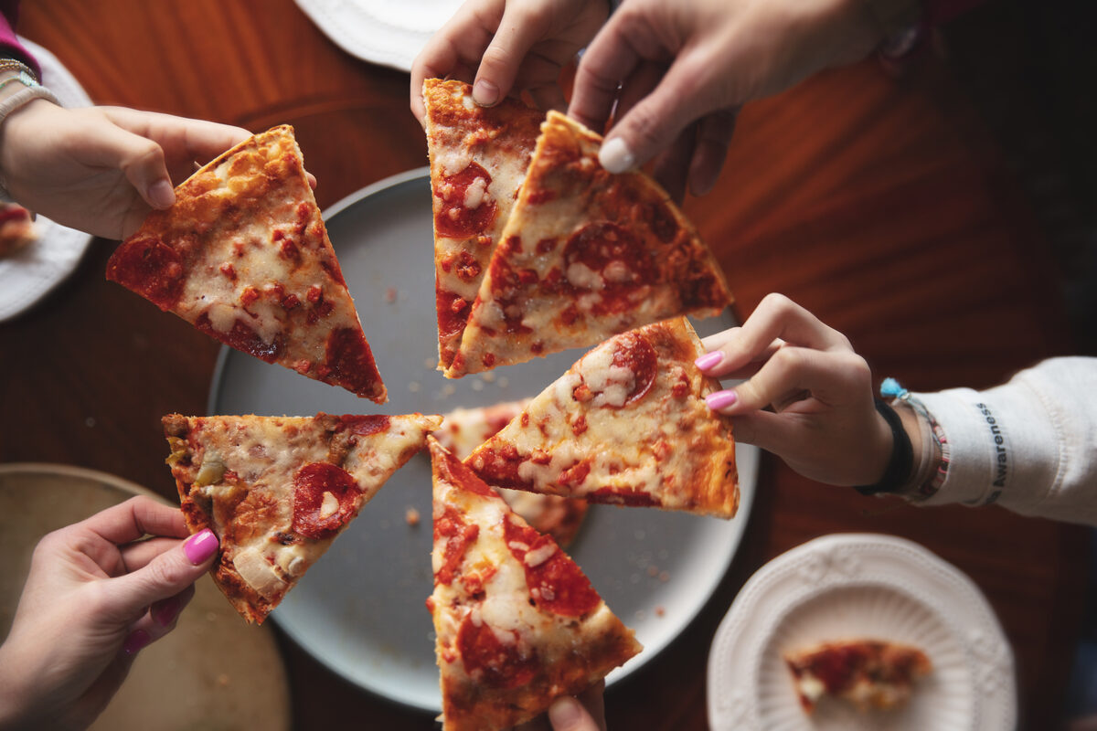 Shared pizza social moment